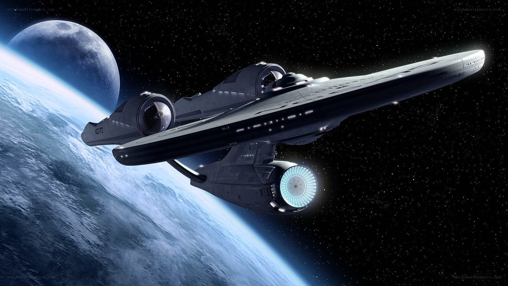 Starship orbiting a planet