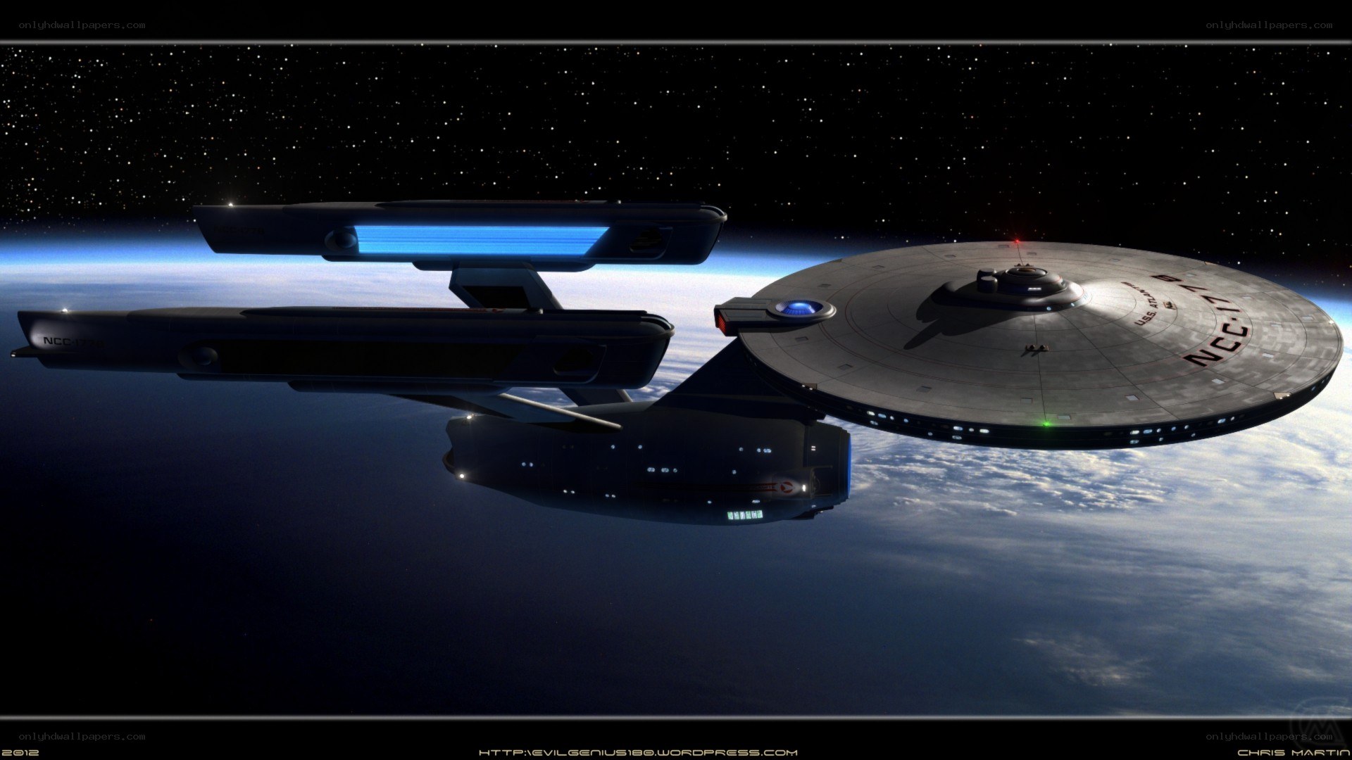 Starship orbiting a planet