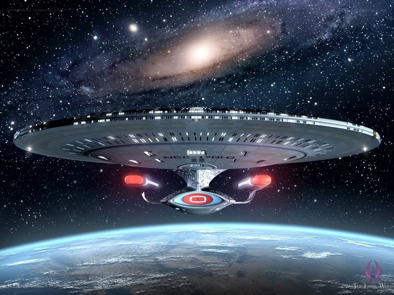 Starship orbiting a planet