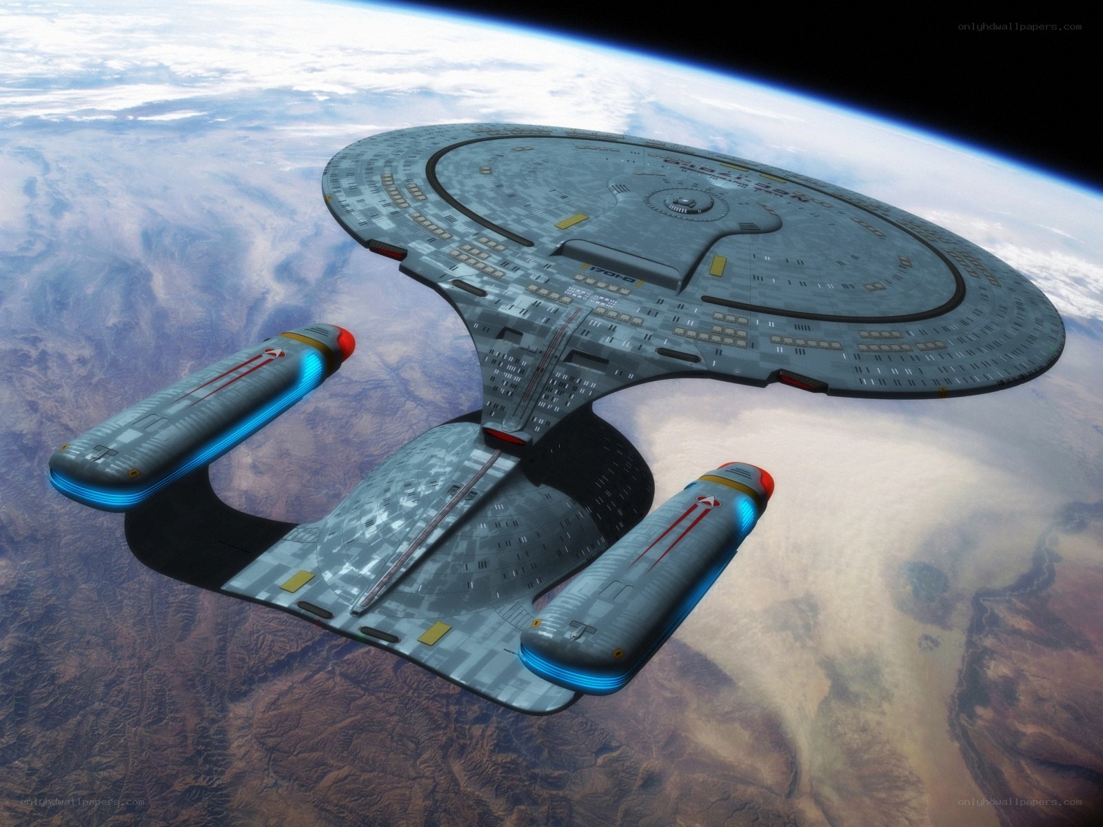 Starship orbiting a planet