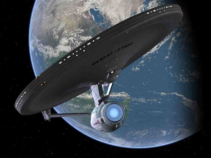 Starship Orbiting Planet — Blue, Dramatic, 3d Render, Spacecraft