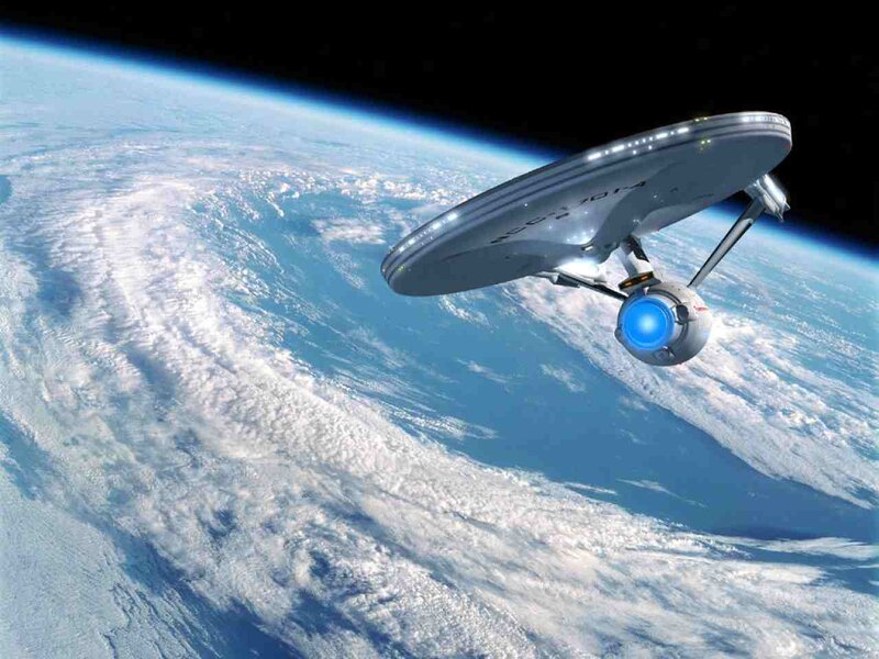 Starship Orbiting Planet — Blue, Dramatic, Digital Art, Clouds, Space