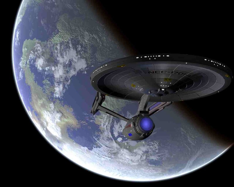 Starship Orbiting Planet — Blue, Serene, 3d Render