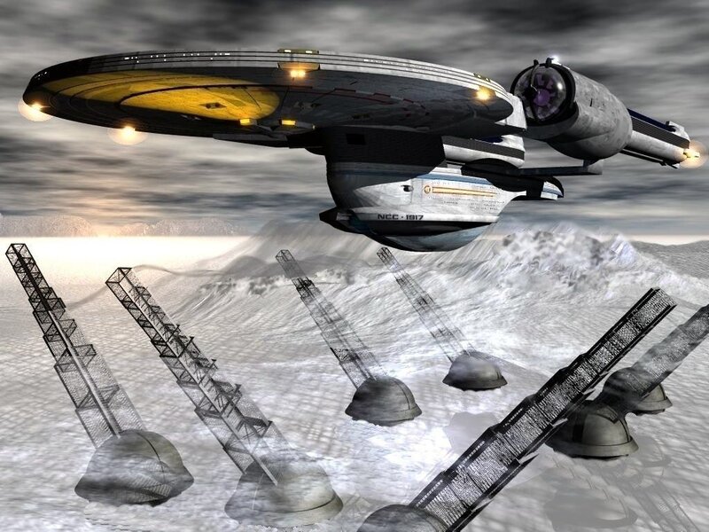 Starship over Alien Planet