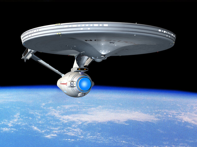 Starship over Planet — Blue