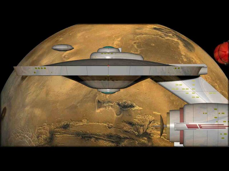 Starship over Planet — Brown