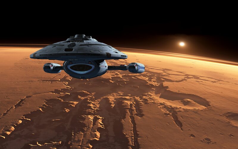 Starship over Planet — Orange