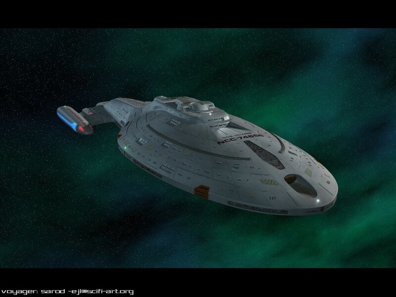 Starship Voyager in space