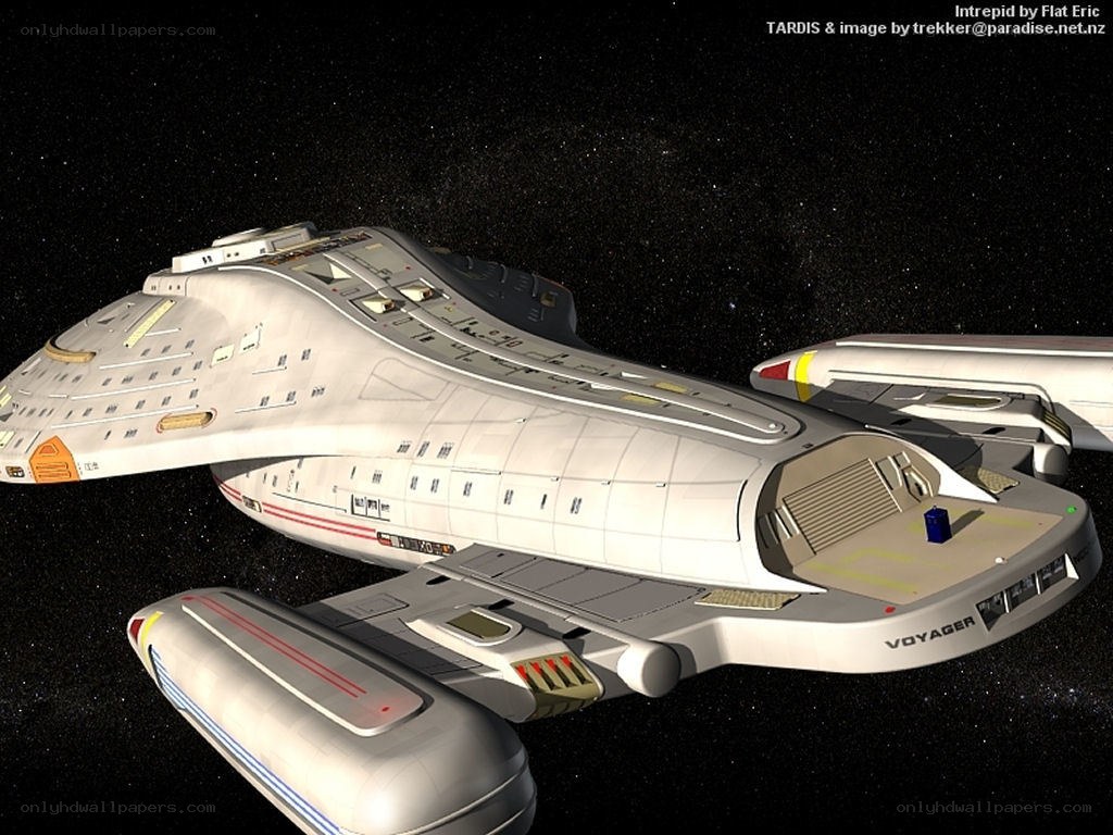Starship Voyager in space