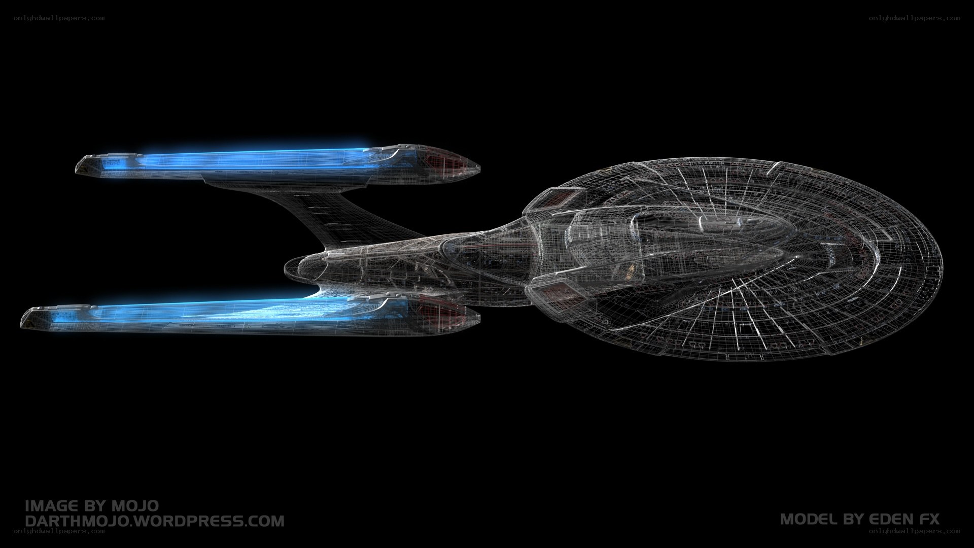 Starship wireframe model