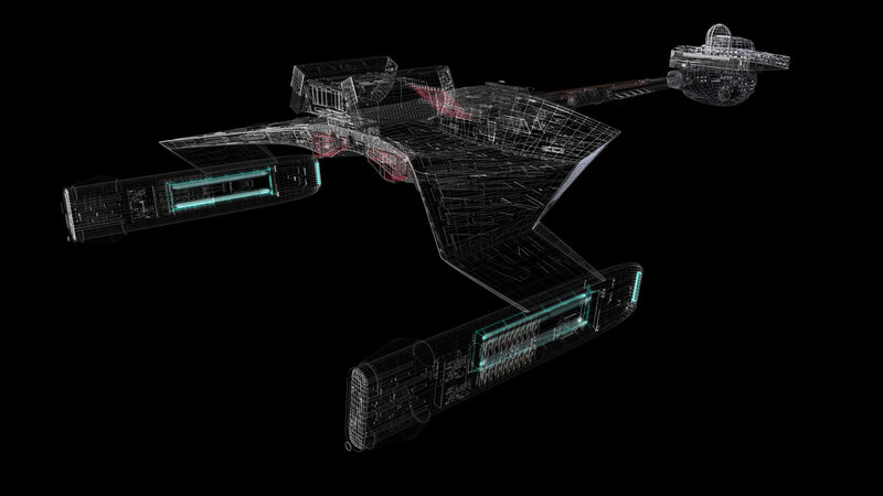 Starship wireframe model
