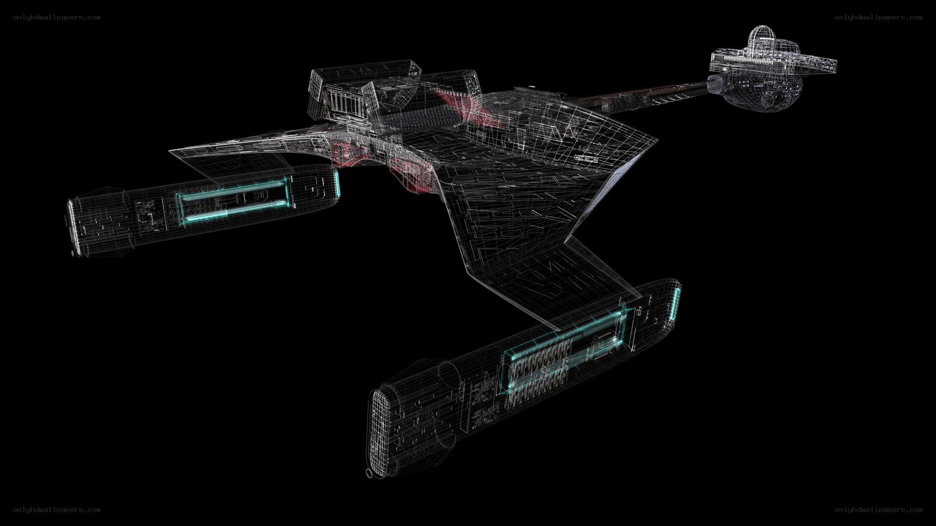 Starship wireframe model