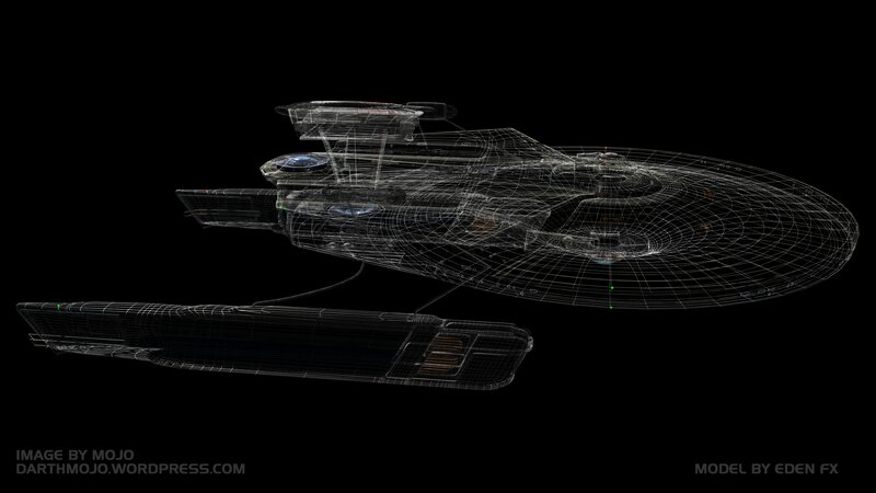 Starship Wireframe Model — Black