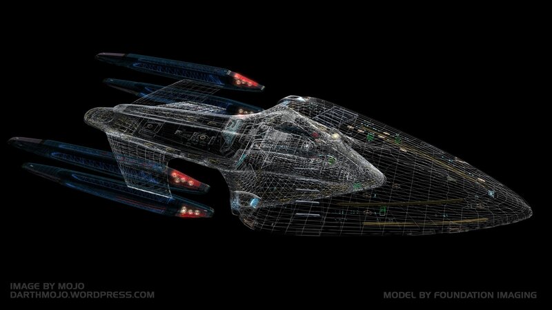 Starship wireframe model