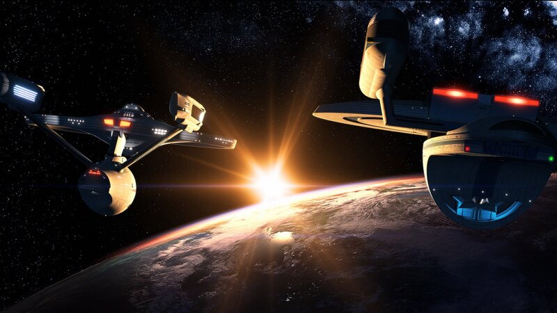Starships above a planet