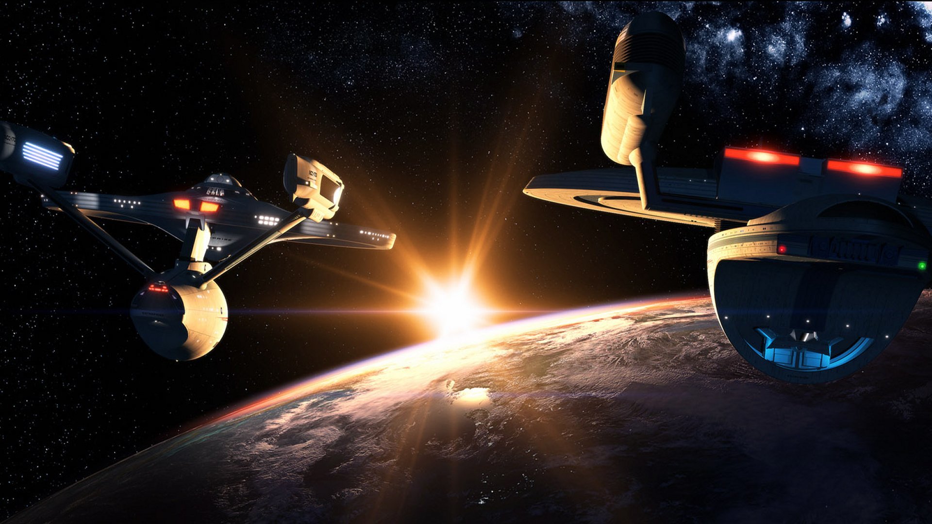 Starships above a planet