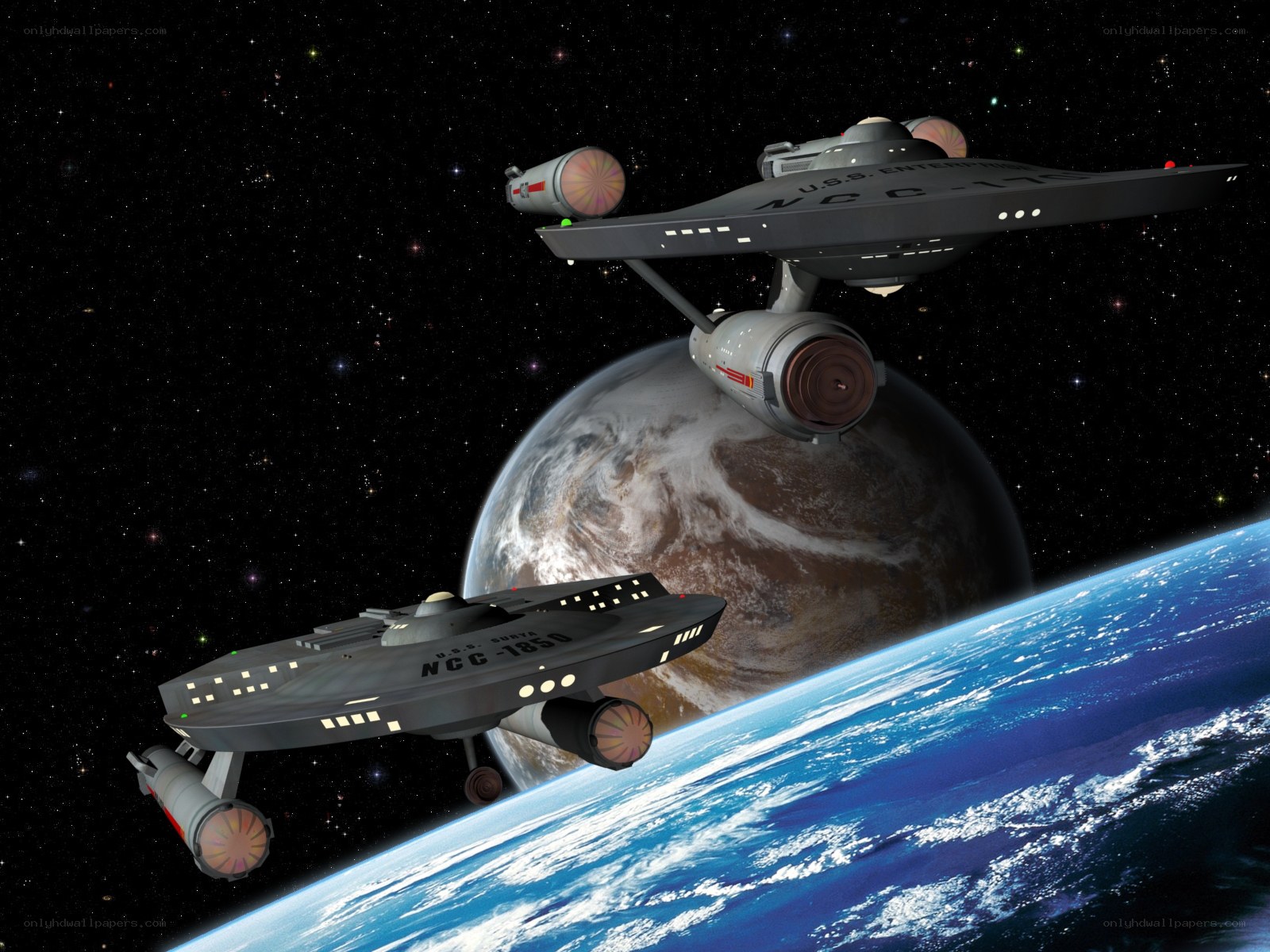 Starships above a planet