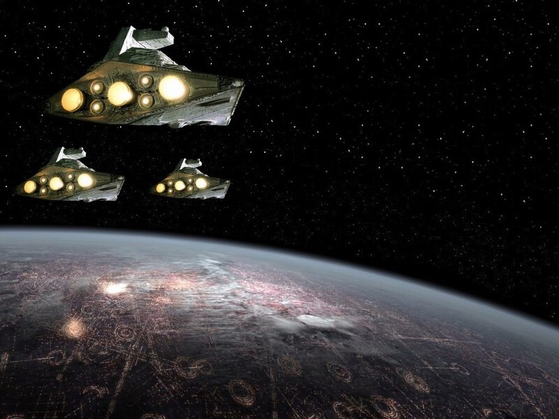 Starships Above Planet