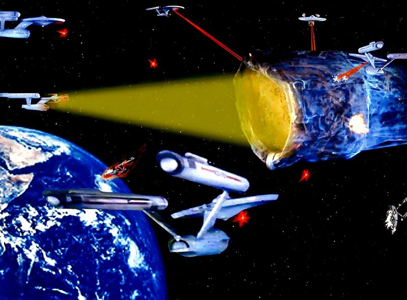 Starships Attacking Asteroid