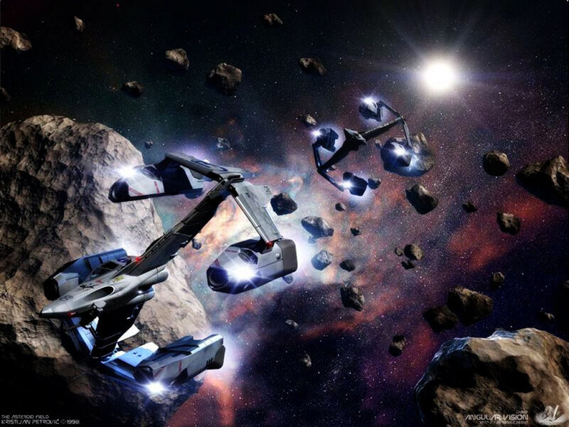 Starships in Asteroid Field