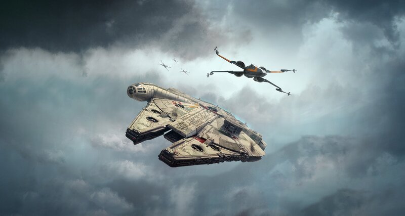 Starships in Cloudy Sky — Gray