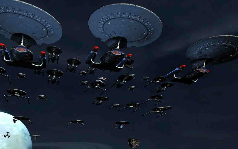 Starships in Formation — Black, Dramatic
