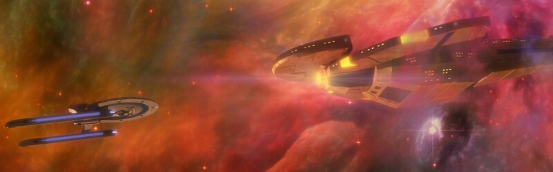 Starships in Nebula — Red