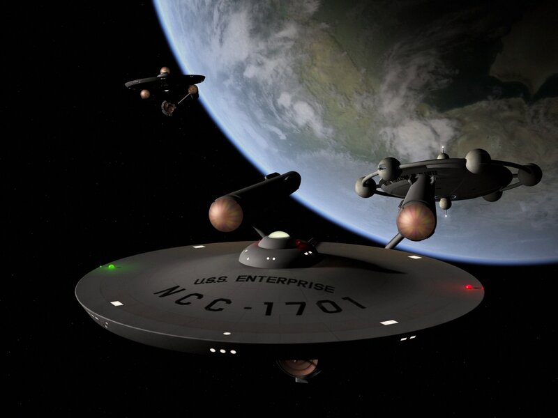 Starships in orbit around a planet