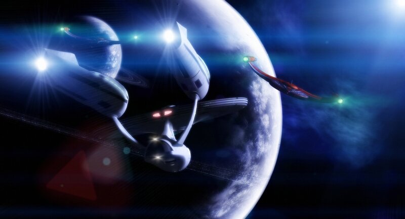 Starships in orbit around a planet