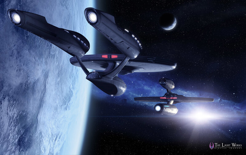 Starships in orbit around a planet