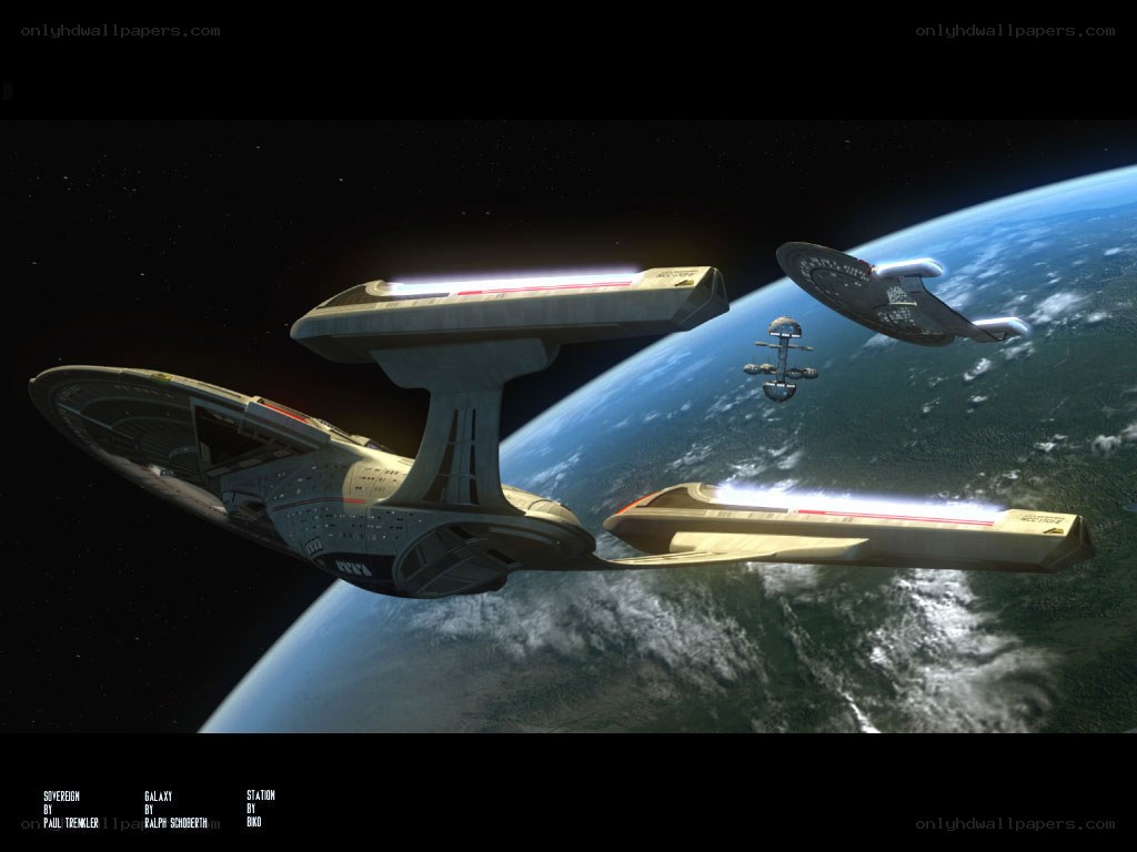 Starships in orbit around a planet