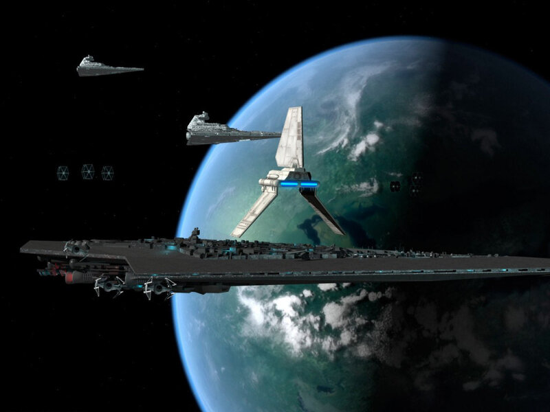 Starships in Orbit — Blue, Dramatic, Digital Art