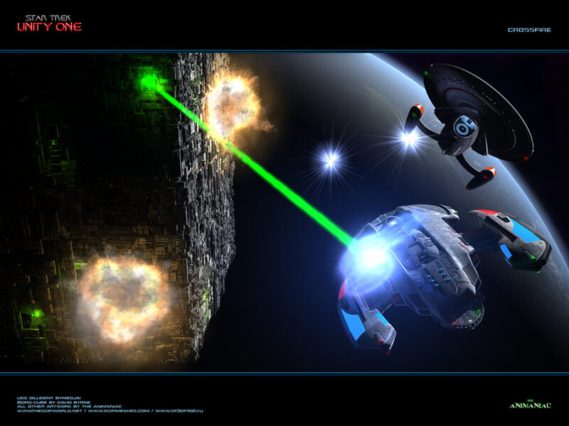 Starships in Space Battle — Black, Dramatic