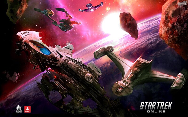 Starships in Space Battle — Purple