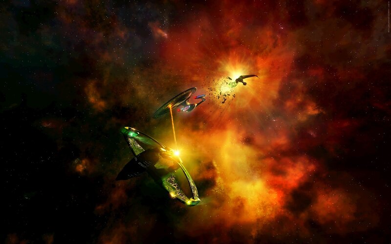 Starships in Space Battle — Red
