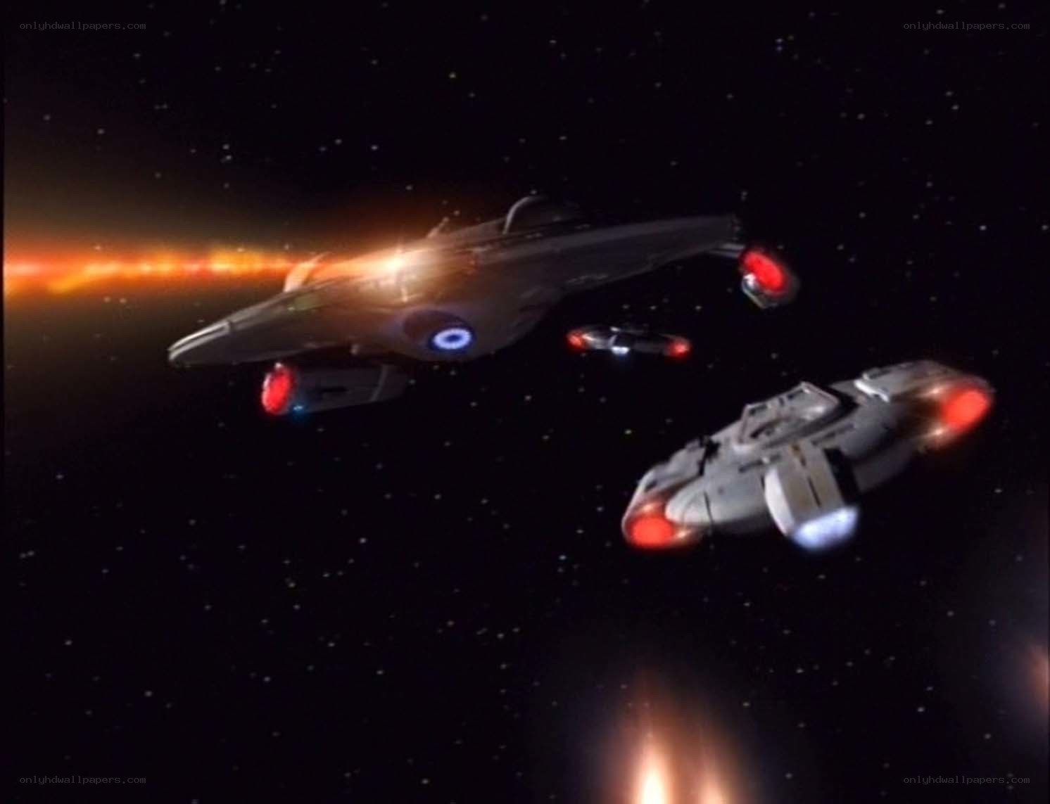 Starships in space battle