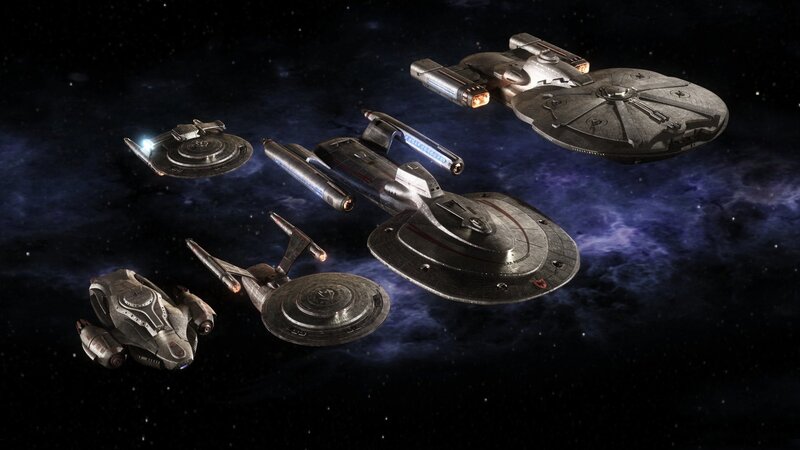 Starships in Space — Black, Dramatic, Night, 3d Render