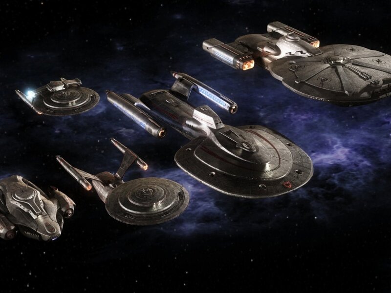 Starships in Space — Black, Dramatic, Night, Digital Art, Spaceships, Stars, Nebula