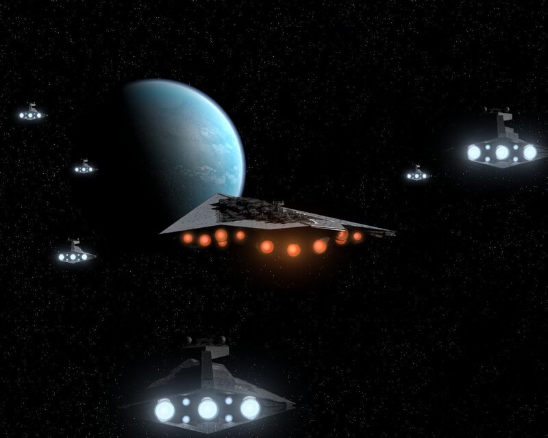 Starships in Space — Black, Dramatic, Night