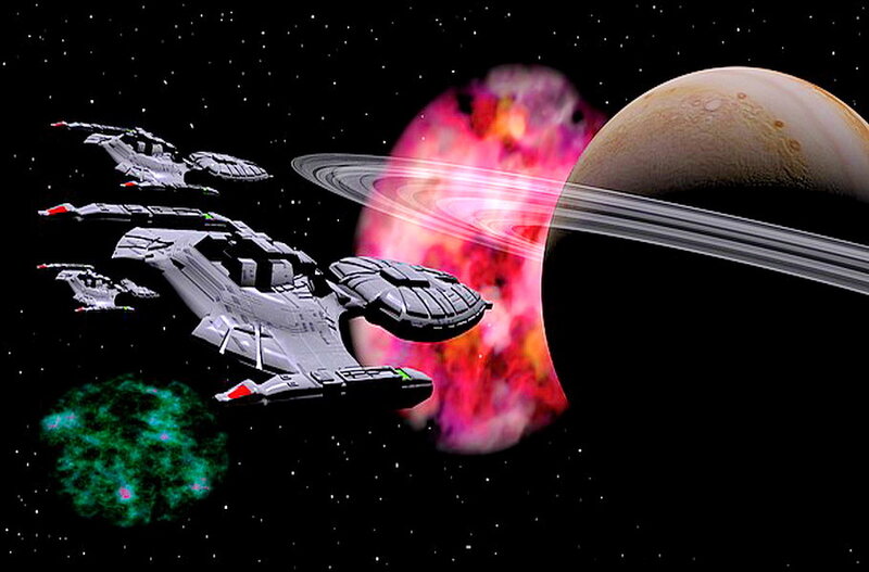 Starships in Space — Black, Dramatic