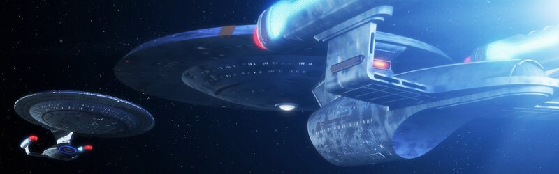 Starships in Space — Blue, Dramatic, Night, 3d Render