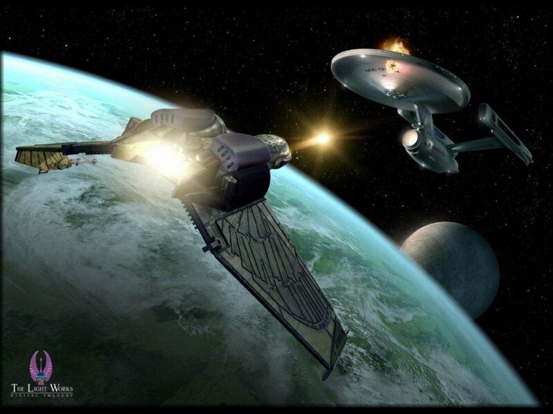 Starships in Space — Blue, Dramatic, Night
