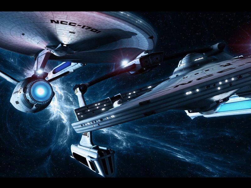 Starships in Space — Blue, Dramatic