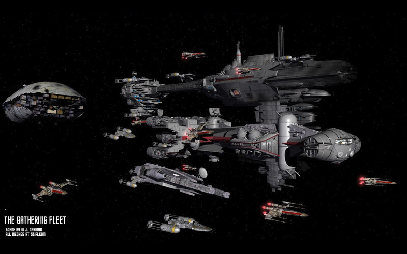 Starships in Space — Gray, Dramatic