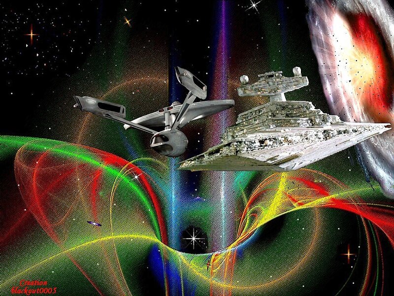 Starships in Space — Green, Dramatic