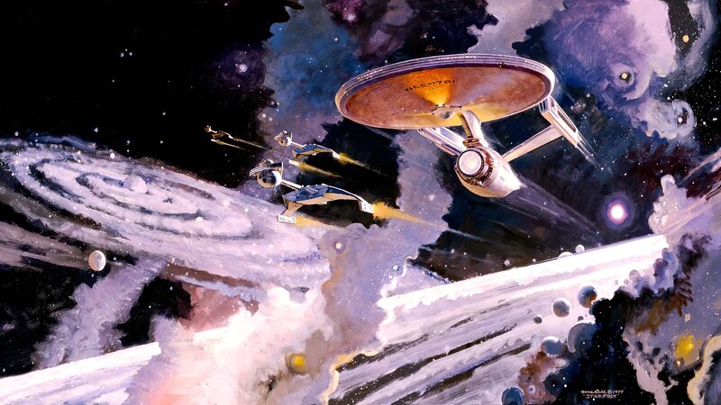 Starships in Space — Purple, Dramatic, Night