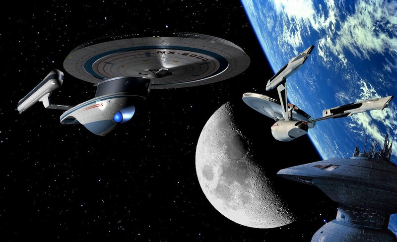 Starships near Earth and Moon