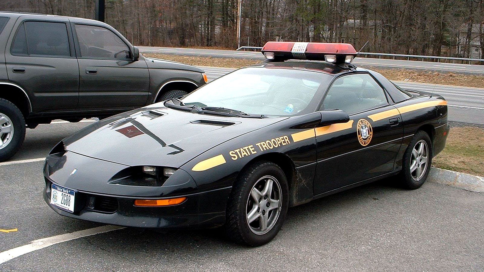 State trooper car on road