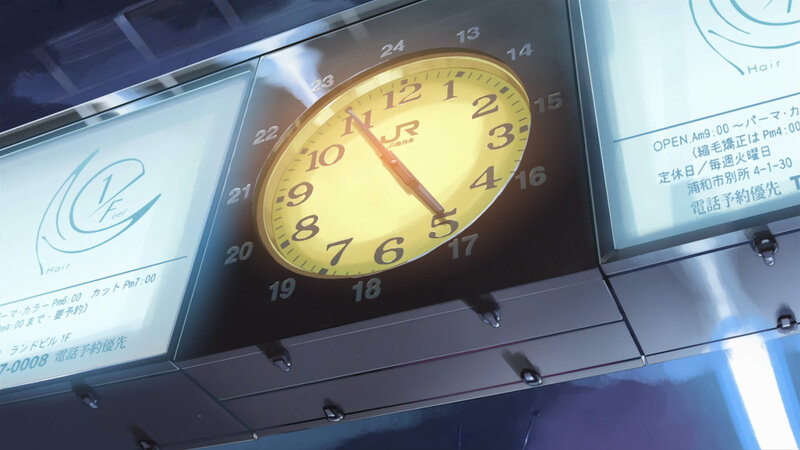 station clock and signs