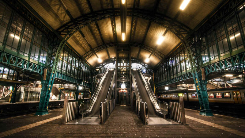 Station with Escalators — Brown